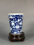 Jingdezhen Phoenix Kiln · Hand-Painted Blue & White Lotus & Egret Brush Pot