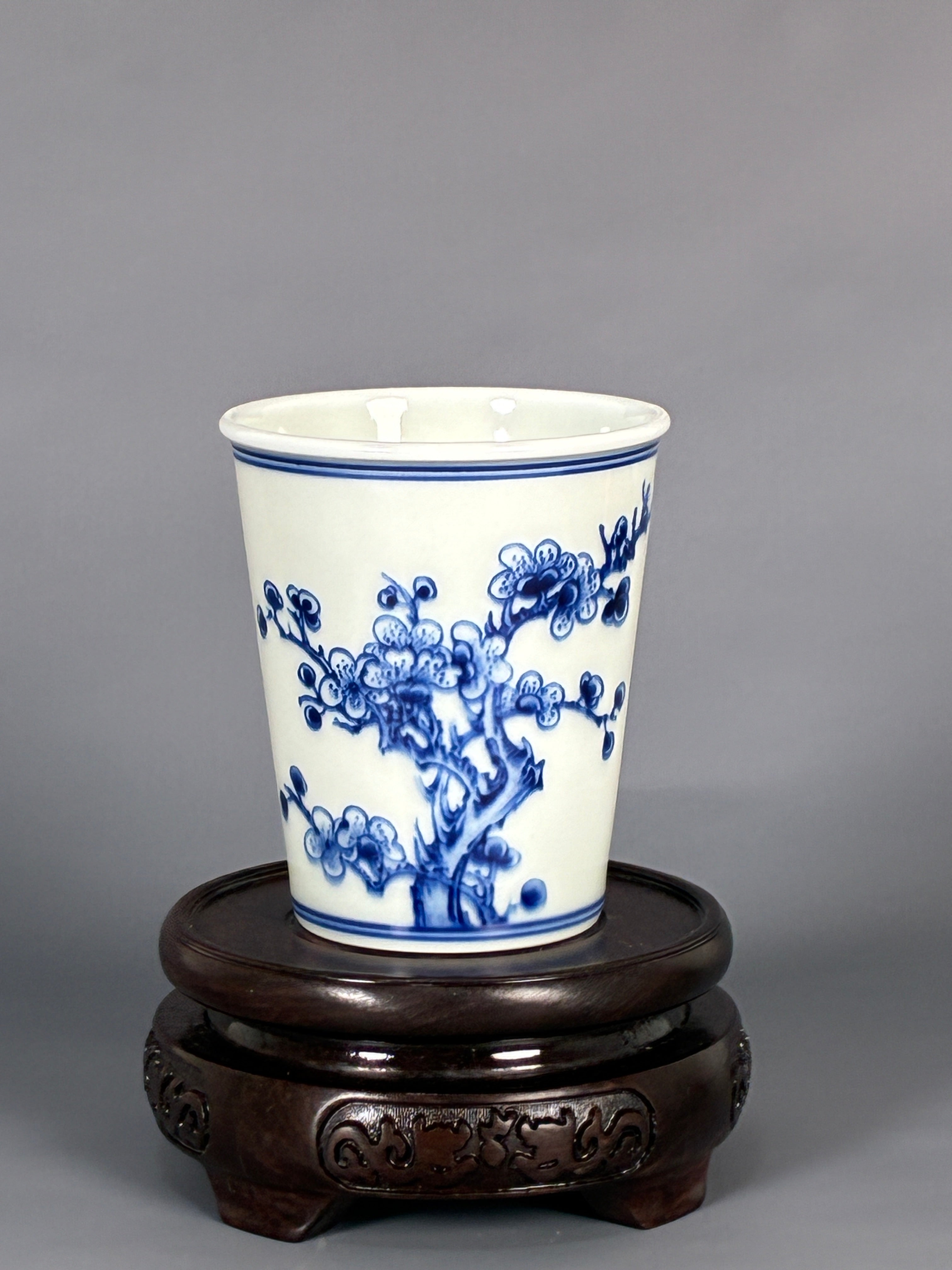 Jingdezhen Phoenix Kiln · Hand-Painted Blue & White Lotus & Egret Brush Pot