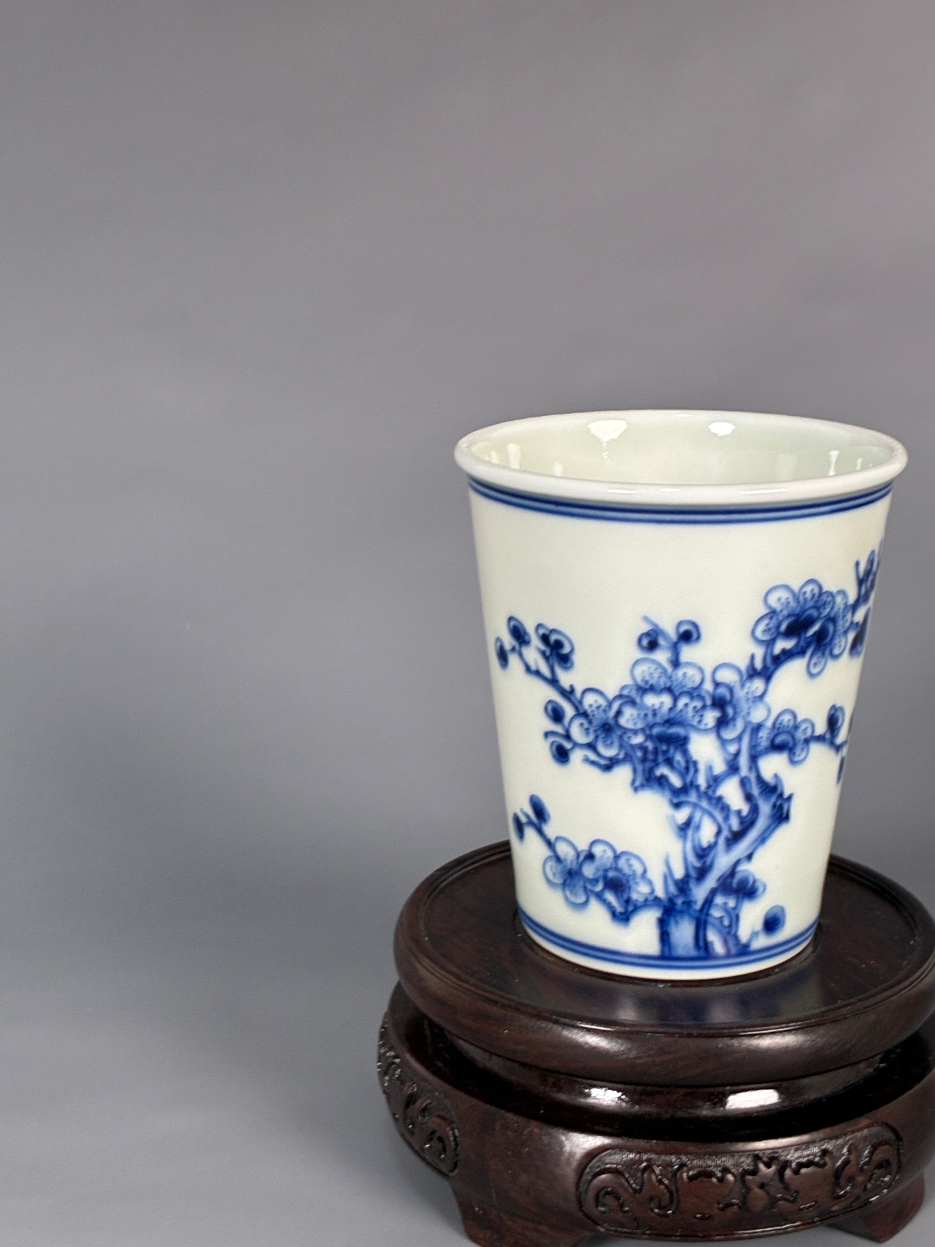 Jingdezhen Phoenix Kiln · Hand-Painted Blue & White Lotus & Egret Brush Pot