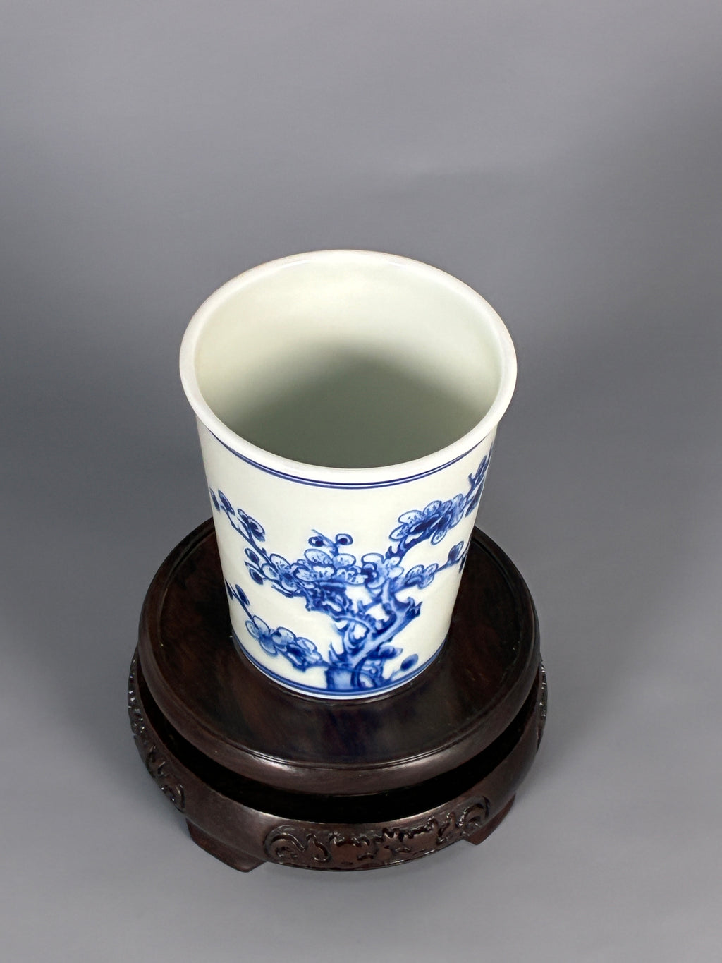 Jingdezhen Phoenix Kiln · Hand-Painted Blue & White Lotus & Egret Brush Pot
